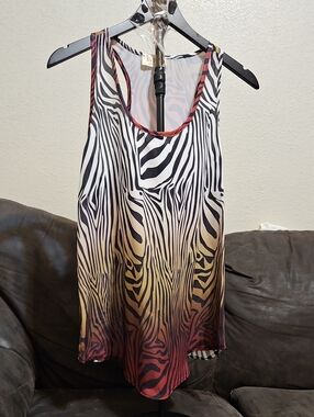 Avery Zebra Ombre Camisole in Black, Cream & Red